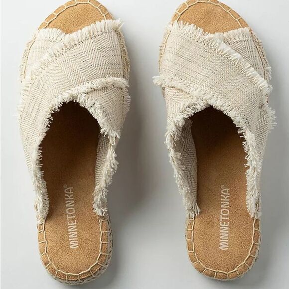 Minnetonka Shoes - Minnetonka Women's Cream Slip-On Sandals